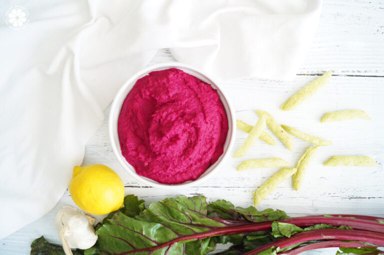 Red Beet & White Bean Hummus With Harvest Snaps