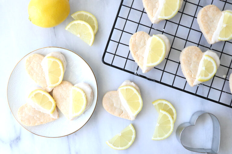 LEMON FROSTED HEART SHAPED COOKIES