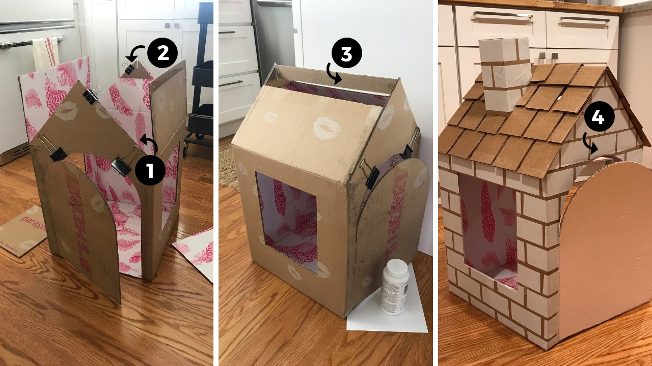 Cardboard store playhouse diy