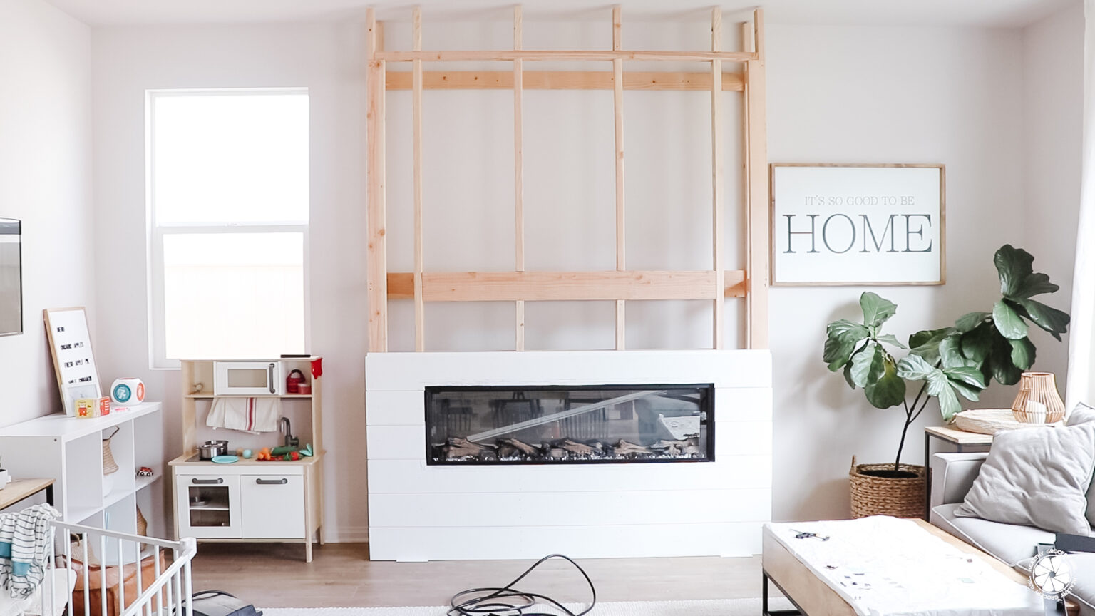 DIY Shiplap Electric Fireplace Build with Mantel – Healthy Grocery Girl