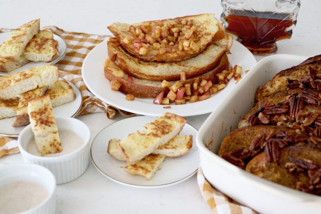 Three different types of french toast